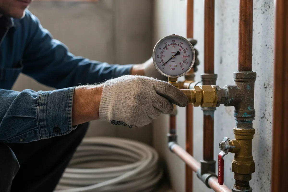 Pressure testing a repaired line during Water Line Repair in Hunters